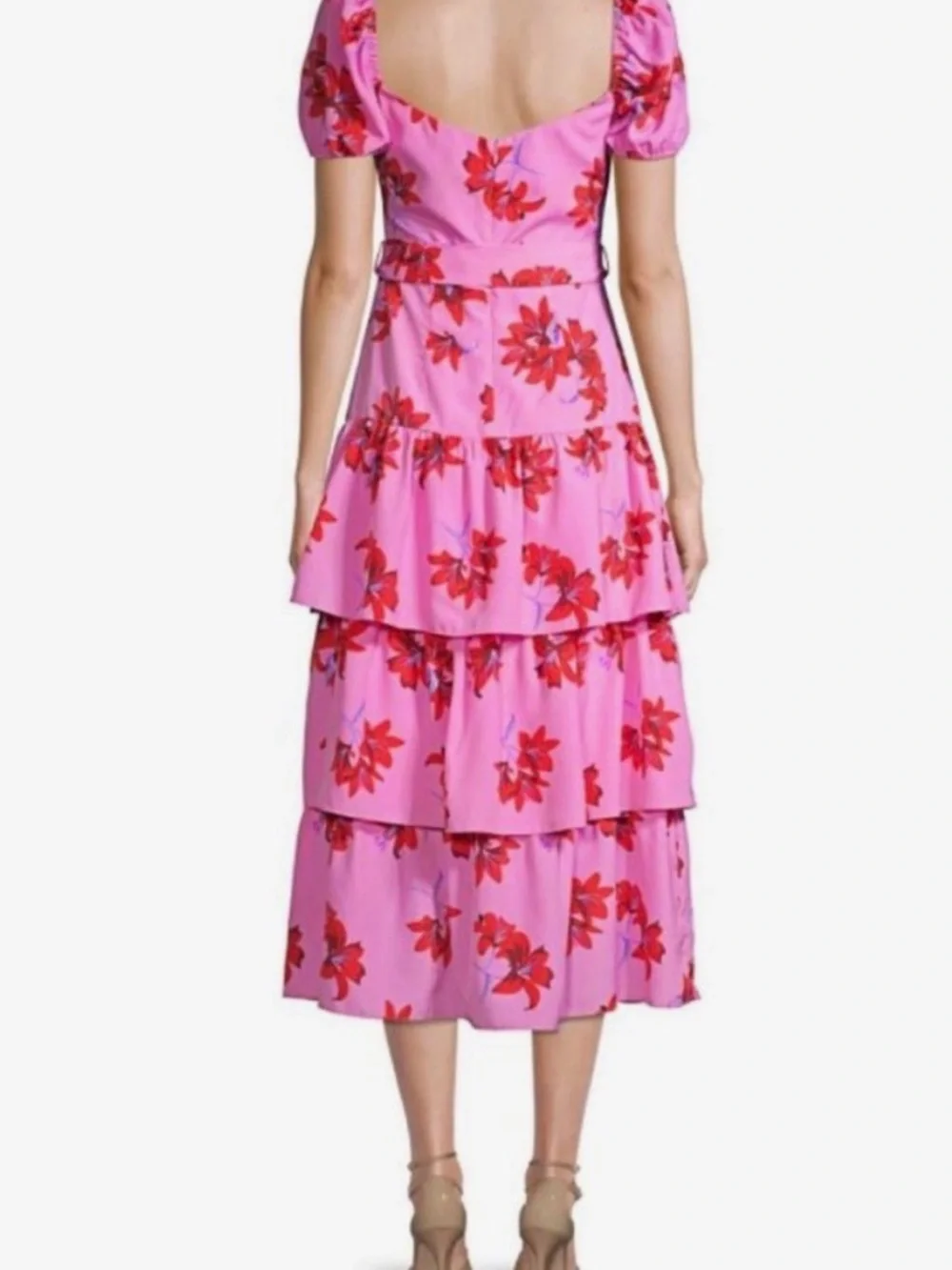 Likely Lottie Floral Puff Sleeve Tiered Ruffle Midi Dress - Picture 3 of 8